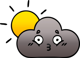 gradient shaded cartoon storm cloud and sun