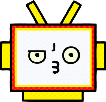 comic book style cartoon robot head