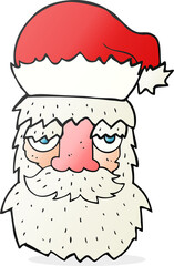 cartoon tired santa claus face