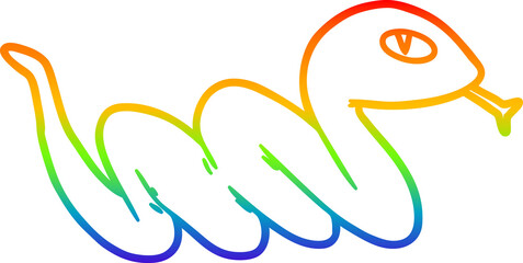 rainbow gradient line drawing cartoon slithering snake