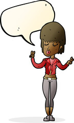 cartoon cool girl with speech bubble