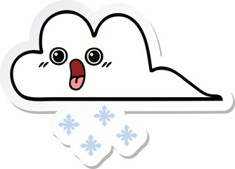 sticker of a cute cartoon snow cloud