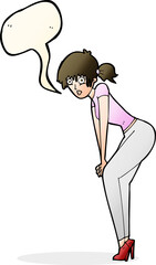 cartoon woman posing with speech bubble