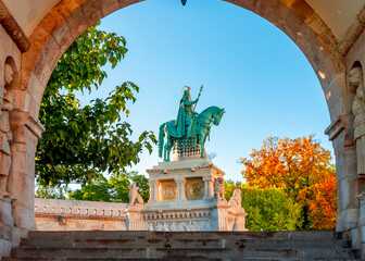 Statue of St. Stephen in Fisherman's Bastion, Budapest, Hungary