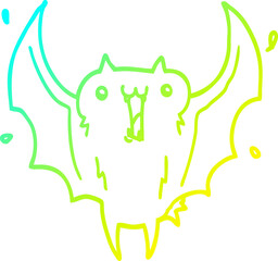 cold gradient line drawing cartoon happy vampire bat