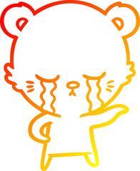 warm gradient line drawing crying cartoon polarbear