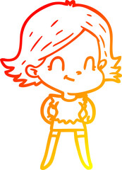 warm gradient line drawing cartoon friendly girl