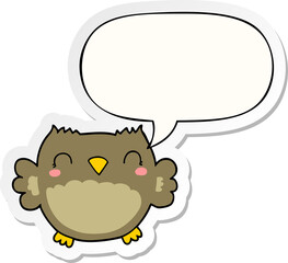cute cartoon owl and speech bubble sticker