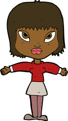 cartoon woman with outstretched arms