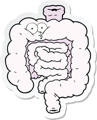 sticker of a cartoon surprised intestines