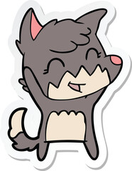 sticker of a happy cartoon fox