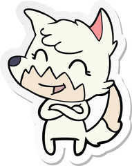 sticker of a happy cartoon fox