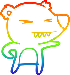 rainbow gradient line drawing angry bear cartoon