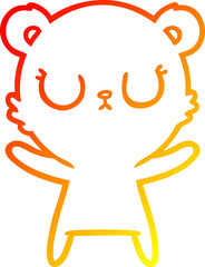 warm gradient line drawing peaceful cartoon bear