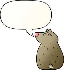 cute cartoon bear and speech bubble in smooth gradient style