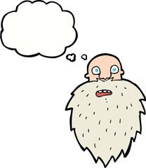 cartoon bearded man with thought bubble