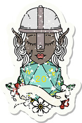 elf fighter with natural twenty dice roll illustration