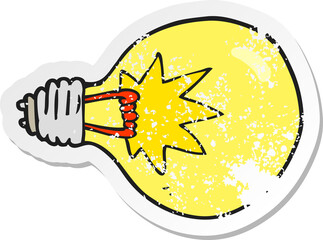 retro distressed sticker of a cartoon light bulb
