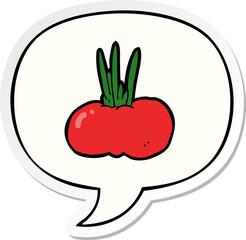 cartoon vegetable and speech bubble sticker