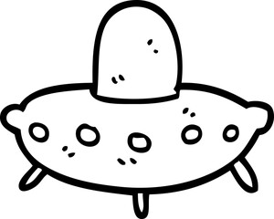line drawing cartoon alien spaceship