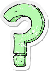 retro distressed sticker of a cartoon question mark
