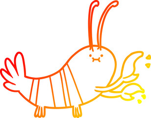 warm gradient line drawing cartoon lobster