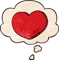 cartoon love heart and thought bubble in grunge texture pattern style