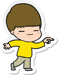 sticker of a cartoon smug boy