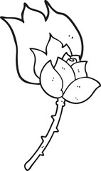 black and white cartoon rose