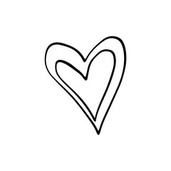 Heart in doodle style. Symbol of Valentine's Day and love. Shapes For Create Your Own Art. Abstract contemporary modern trendy vector. Design for card, print , logos, branding, mood boards, poster