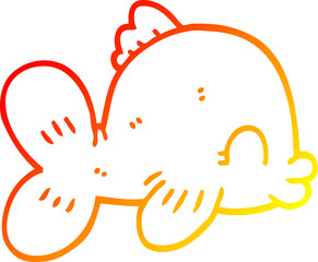 warm gradient line drawing funny cartoon fish