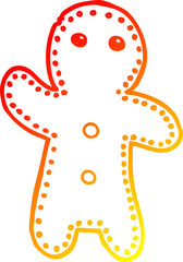 warm gradient line drawing cartoon gingerbread man