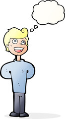 cartoon happy man with thought bubble