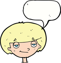 cartoon smug looking boy with speech bubble