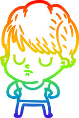 rainbow gradient line drawing cartoon woman
