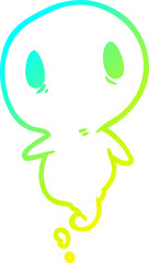 cold gradient line drawing cute ghost