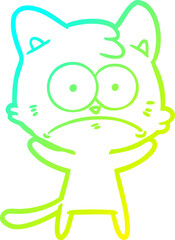 Obraz premium cold gradient line drawing cartoon nervous cat