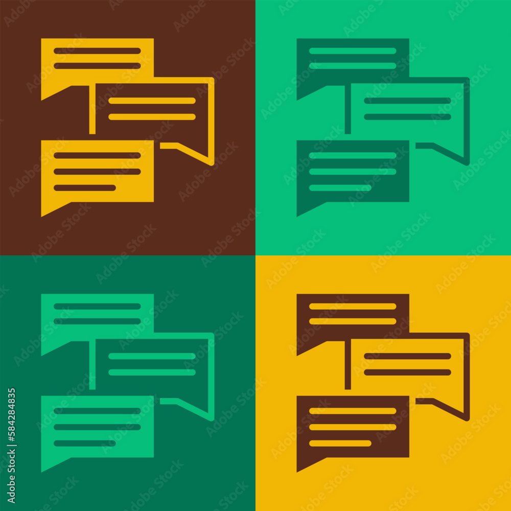 Poster pop art speech bubble chat icon isolated on color background. message icon. communication or comment