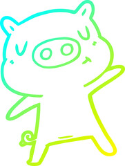 cold gradient line drawing cartoon content pig