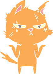 tough flat color style cartoon cat