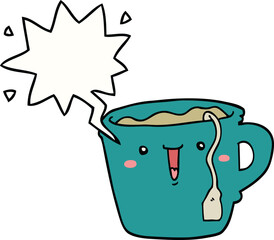 cute cartoon coffee cup and speech bubble