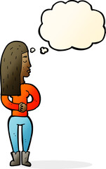 cartoon woman ignoring with thought bubble