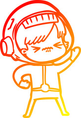 warm gradient line drawing cartoon astronaut woman