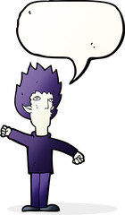 cartoon vampire man with speech bubble