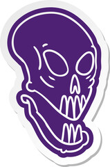 cartoon sticker of a skull head