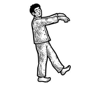 sleepwalker walks in dream sketch PNG illustration with transparent background