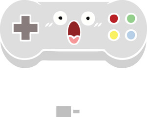 flat color retro cartoon game controller