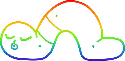 rainbow gradient line drawing cartoon worm