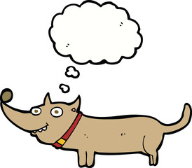 cartoon happy dog with thought bubble