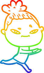 rainbow gradient line drawing cartoon woman